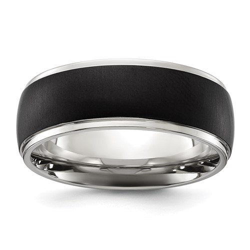 Chisel Stainless Steel Polished Band with Brushed Black IP-plated Center 8mm