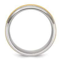 Chisel Stainless Steel Polished Band with Yellow IP-plated Grooved Center 8mm view 2