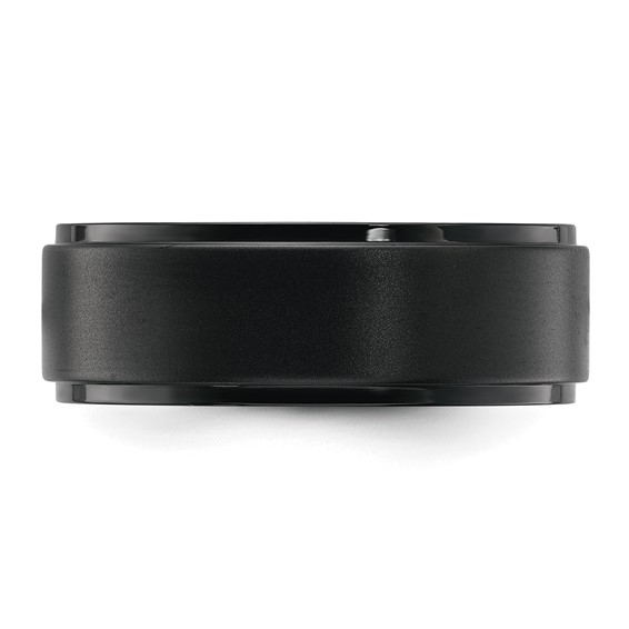 Chisel Stainless Steel Polished Black IP-plated Brushed Center 8mm Band