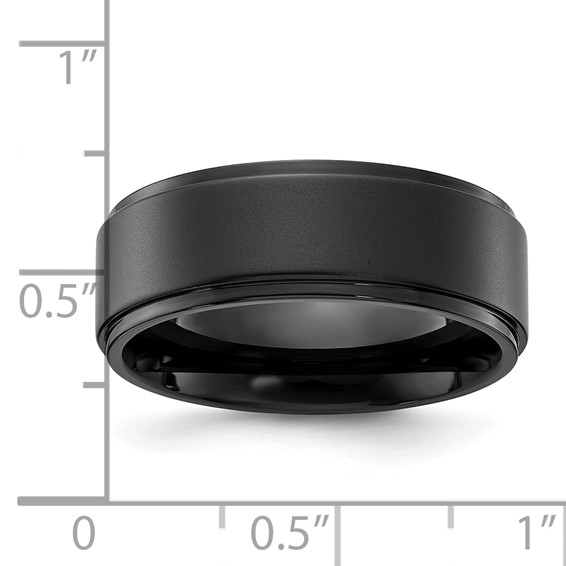 Chisel Stainless Steel Polished Black IP-plated Brushed Center 8mm Band