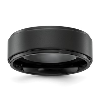 Chisel Stainless Steel Polished Black IP-plated Brushed Center 8mm Band