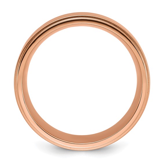 Chisel Stainless Steel Polished Rose IP-plated Brushed Center 8mm Band