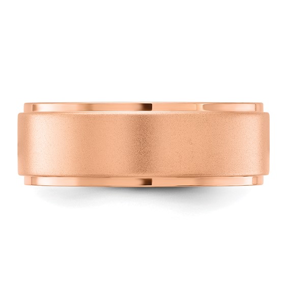 Chisel Stainless Steel Polished Rose IP-plated Brushed Center 8mm Band