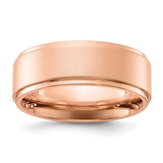 Chisel Stainless Steel Polished Rose IP-plated Brushed Center 8mm Band