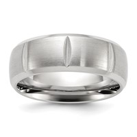 Chisel Stainless Steel Brushed and Polished Grooved 8mm Band view 1
