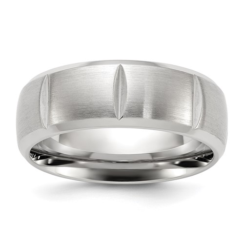 Chisel Stainless Steel Brushed and Polished Grooved 8mm Band
