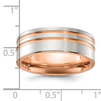 Chisel Stainless Steel Brushed Rose IP-plated Stripes 8mm Band view 4