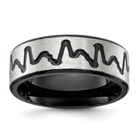 Chisel Stainless Steel Brushed Black IP-plated Heartbeat 8mm Band view 1