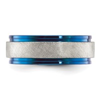 Chisel Stainless Steel Polished Blue IP-plated Band with Scratch Finish Center 8mm view 3