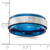 Chisel Stainless Steel Polished Blue IP-plated Band with Scratch Finish Center 8mm view 4