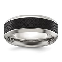 Chisel Stainless Steel Polished Band with Textured Black IP-plated Center 8mm view 1