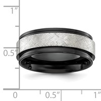 Chisel Stainless Steel Polished Black IP-plated Band with Scratch Finish Center 8mm view 4