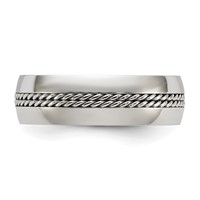 Chisel Stainless Steel Polished with Chain Inlay 7mm Center view 3