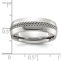 Chisel Stainless Steel Polished with Chain Inlay 7mm Center view 4