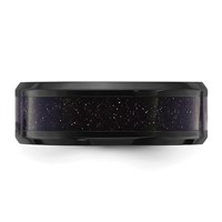 Chisel Stainless Steel Polished Black IP-plated Band with Blue Star Sandstone Inlay 8mm view 3