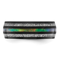 Chisel Stainless Steel Polished Black IP-plated Band with Abalone and Imitation Meteorite 8mm view 3