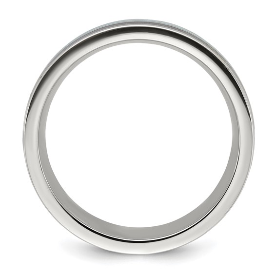 Chisel Stainless Steel Polished with Turquoise and Black Star Sandstone Inlay 8mm Band