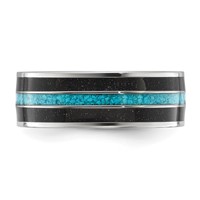 Chisel Stainless Steel Polished Band with Turquoise and Black Star Sandstone Inlay 8mm view 3