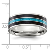 Chisel Stainless Steel Polished Band with Turquoise and Black Star Sandstone Inlay 8mm view 4