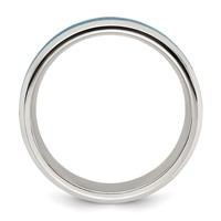 Chisel Stainless Steel Polished Band with Turquoise Inlay 8mm view 2