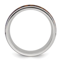 Chisel Stainless Steel Polished Band with Yellow Tiger's Eye Inlay 8mm view 2