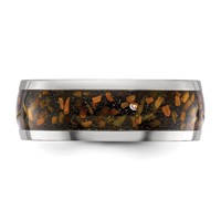 Chisel Stainless Steel Polished Band with Yellow Tiger's Eye Inlay 8mm view 3