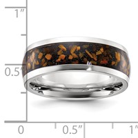 Chisel Stainless Steel Polished Band with Yellow Tiger's Eye Inlay 8mm view 4