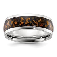 Chisel Stainless Steel Polished Band with Yellow Tiger's Eye Inlay 8mm view 1
