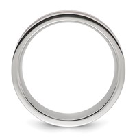Chisel Stainless Steel Polished Band with Wood and Imitation Meteorite Inlay 8mm view 2