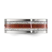 Chisel Stainless Steel Polished Band with Wood and Imitation Meteorite Inlay 8mm view 3
