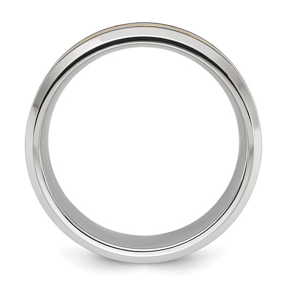 Chisel Stainless Steel Brushed and Polished Yellow IP-plated 8mm Band