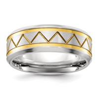 Chisel Stainless Steel Brushed and Polished Yellow IP-plated 8mm Band view 1