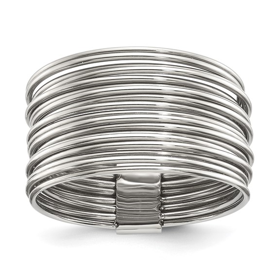 Chisel Stainless Steel Polished Multi-Wire Ring