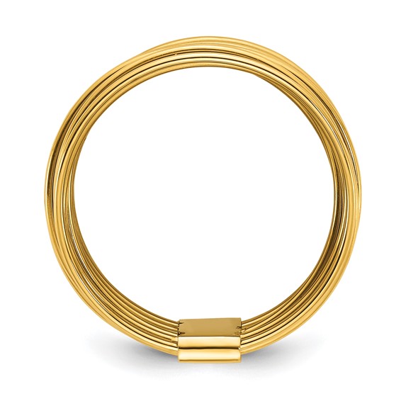 Chisel Stainless Steel Polished Yellow IP-plated Multi-Wire Ring