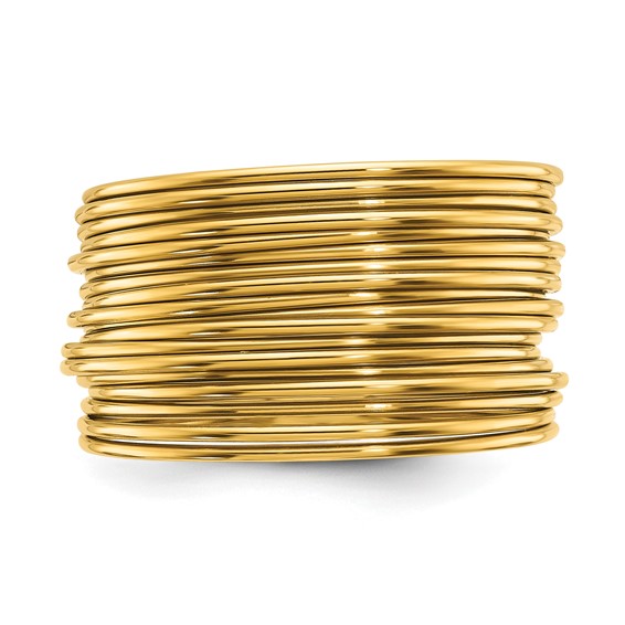 Chisel Stainless Steel Polished Yellow IP-plated Multi-Wire Ring