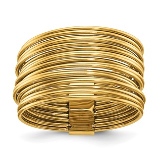 Chisel Stainless Steel Polished Yellow IP-plated Multi-Wire Ring