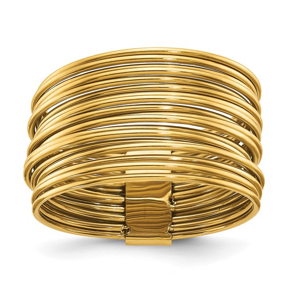 Chisel Stainless Steel Polished Yellow IP-plated Multi-Wire Ring