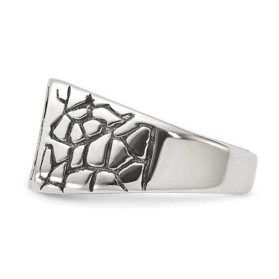 Chisel Stainless Steel Antiqued and Polished Yellow IP-plated with CZ Cross Signet Ring