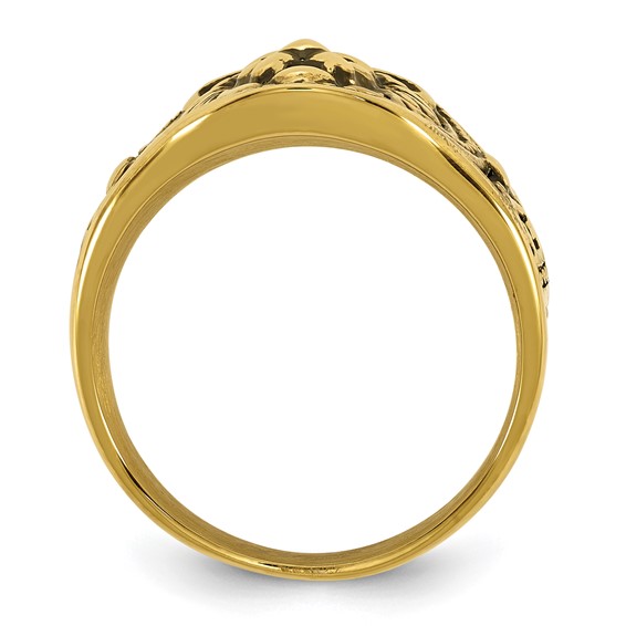 Stainless Steel Yellow IP Antiqued and Polished Lion Ring