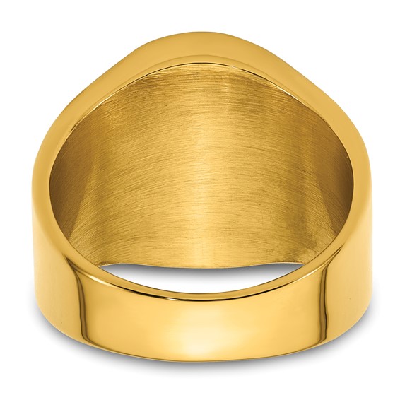 Stainless Steel Yellow IP Antiqued and Polished Lion Ring