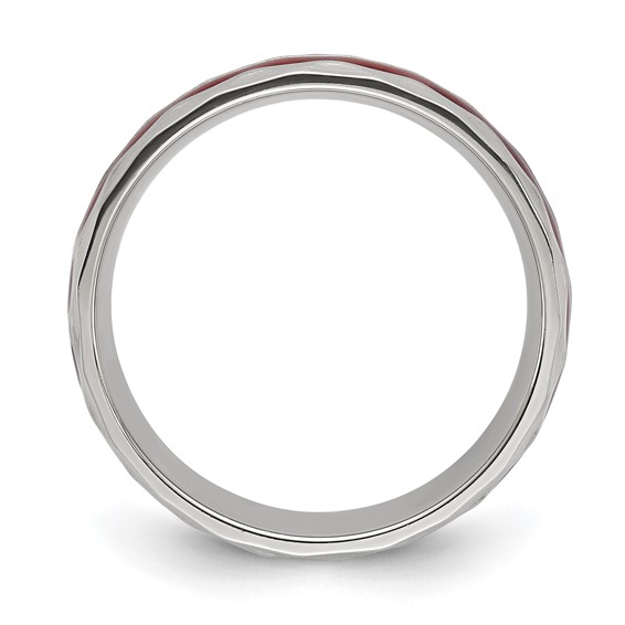 Chisel Stainless Steel Brushed and Hammered with Wood Inlay 8mm Band