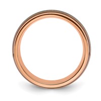 Chisel Stainless Steel Polished Rose IP-plated Band with Wood and Imitation Opal Inlay 8mm view 2