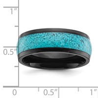 Chisel Stainless Steel Polished Black IP-plated Band with Imitation Turquoise Inlay 8mm view 4