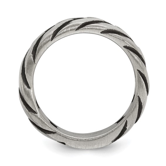 Chisel Stainless Steel Antiqued and Polished Chain Design Band