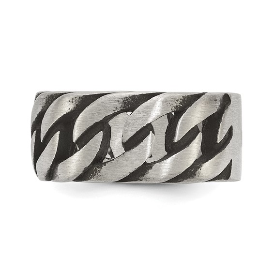 Chisel Stainless Steel Antiqued and Polished Chain Design Band