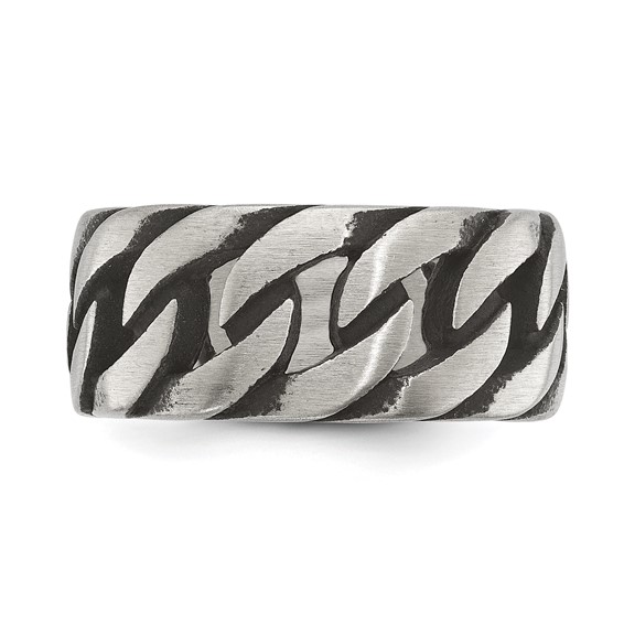 Chisel Stainless Steel Antiqued and Polished Chain Design Band