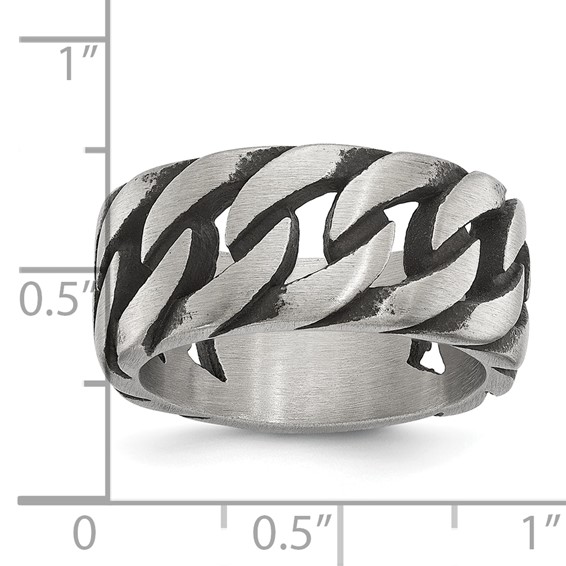 Chisel Stainless Steel Antiqued and Polished Chain Design Band