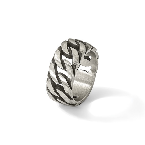Chisel Stainless Steel Antiqued and Polished Chain Design Band