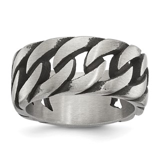 Chisel Stainless Steel Antiqued and Polished Chain Design Band