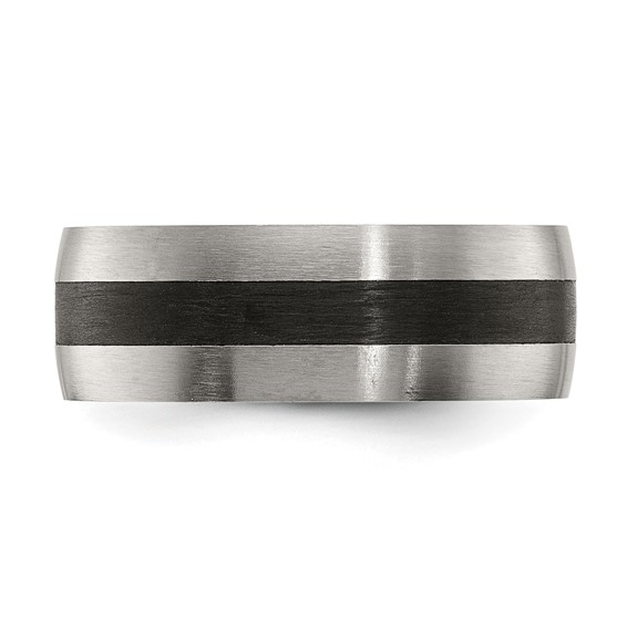 Chisel Stainless Steel Brushed and Polished Black Carbon Fiber Inlay 8mm Band